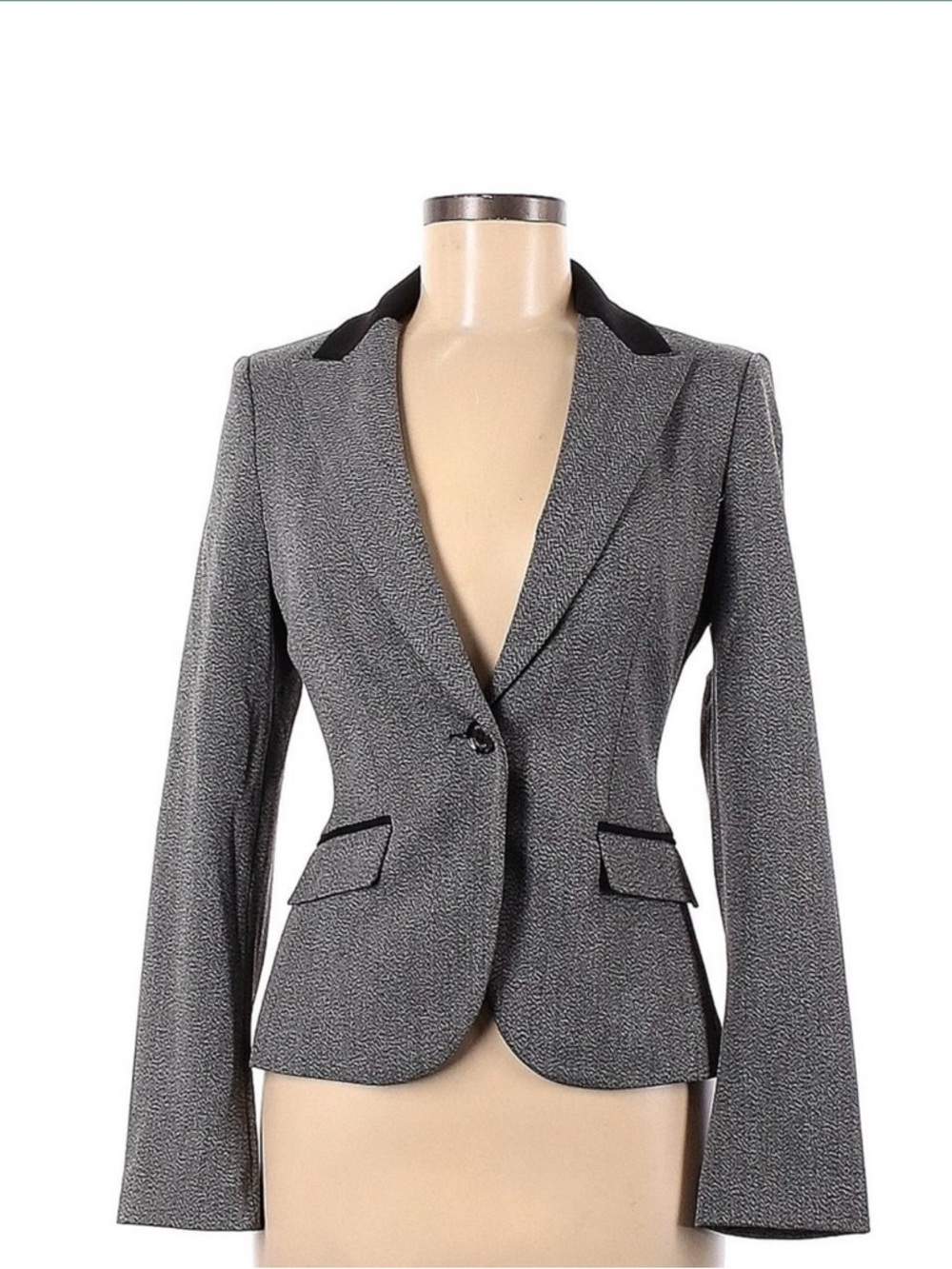 Express - Tailored Gray Women's Blazer with Black Trim